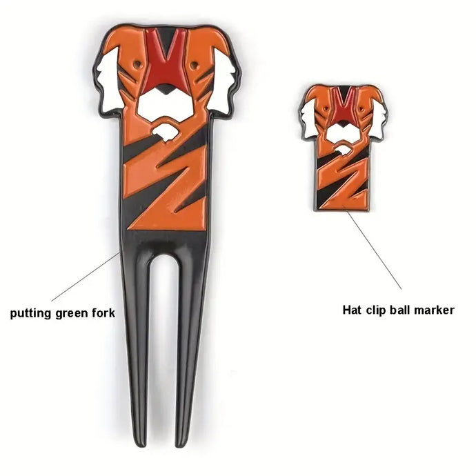 Cartoon Tiger Golf Divot Tool & Ball Marker