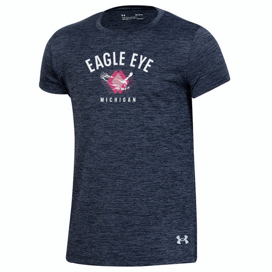 Under Armour Eagle Eye Girls Golf Short Sleeve Shirt Navy Twist