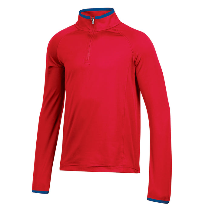 Under Armour T2 Green Tech Youth Golf Quarter Zip Radio Red