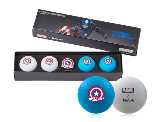 Volvik Vivid Marvel Captain America Golf Balls with Marker