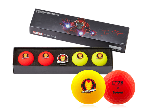 Volvik Vivid Marvel Iron Man Golf Balls 2.0 with Marker