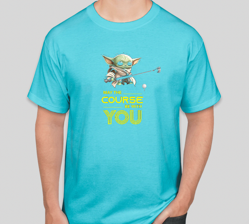 Load image into Gallery viewer, Yoda May The Course Be With You Yoda Childrens Golf Shirt - Yellow Font

