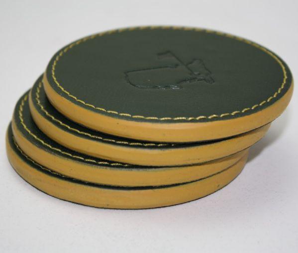 Load image into Gallery viewer, Masters Green and Yellow Genuine Leather Coasters - allkidsgolfclubs
