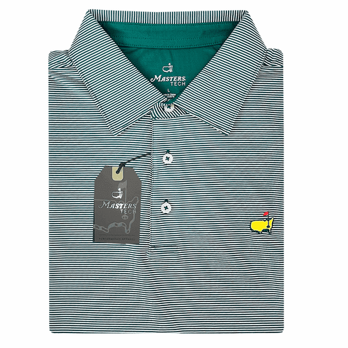 Load image into Gallery viewer, Masters Micro Stripe Performance Golf Shirt - Green - allkidsgolfclubs
