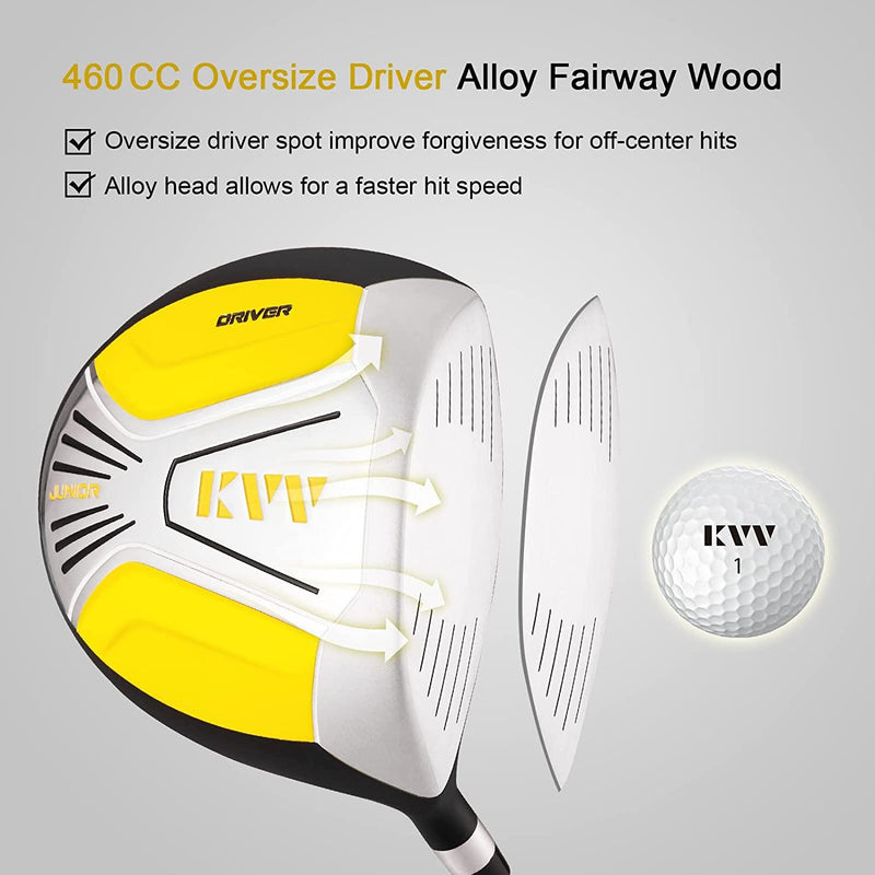 Load image into Gallery viewer, KVV 4 Club Kids Golf Set for Ages 8-10 (52-58 inches) Yellow
