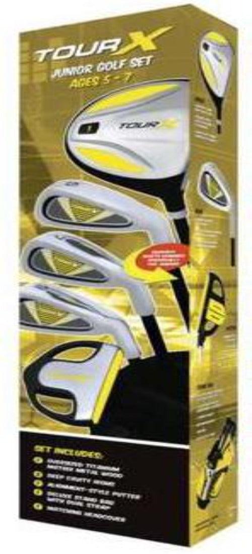 Load image into Gallery viewer, Tour X Yellow 5 Club Golf Set for Ages 5-7 - allkidsgolfclubs
