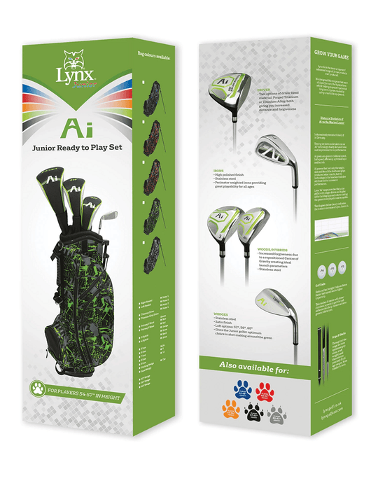 Lynx Ai Junior Golf Club Set for Kids 54-57 Inches Tall Green